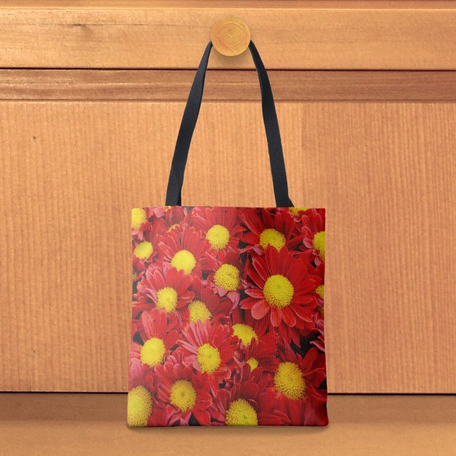 Rote Margeriten-Tasche (Tote bag with red daisies)