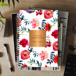 Rote Marineinfanterie, elegante Rose, vergoldetes  Planer<br><div class="desc">Luxuriöser chic und glamouröser beruflicher Aquarellplaner mit großen handbemalten Wasserfarben-Mustern mit Rosa und Magenta, Rose aus Korallen und Rot-Bordeaux, Blüten mit tiefblauem Ozean-Blattwerk und glänzend beige-beige-Kupfermetall-geometrischem (quadratischem) Etikett. Ideal für Hochzeitsplaner | Maskenbildner | Friseurin | Stylist | Zuhause Innendekorator | Boutique | designer | architekt | florist | Landschaftsgarten-Designer oder...</div>