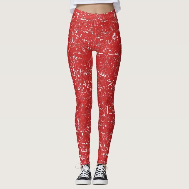 Rote Marmorfrauen Leggings (Vorderseite)
