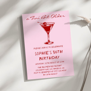 Rote Martini Ein Tini-Bit älter 30. Geburtstagsfei Einladung