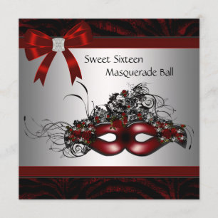 Rote Masken-Maskenball-Party Einladung