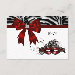 Rote Masken-Maskenball-Party Sweet 16 RSVP Karte