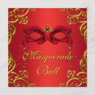 Rote Maskerade Gold Rotes Party Einladung