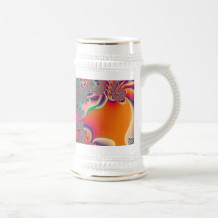 Rote Meditations-Fraktal-Abstraktkunst Bierglas