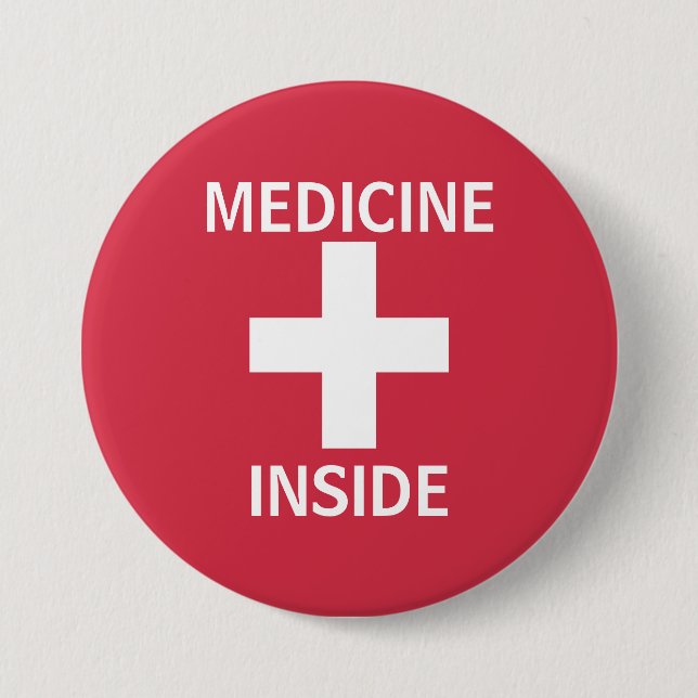 Rote Medizin innerhalb der Hilfe-Symbol-Medikation Button (Vorderseite)