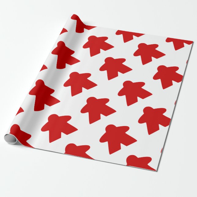 Rote Meeple-Spielstein Geschenkpapier (Ungerollt)