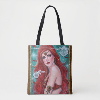 Rote Meerjungfrau Fantasy Art-Tasche von Renee