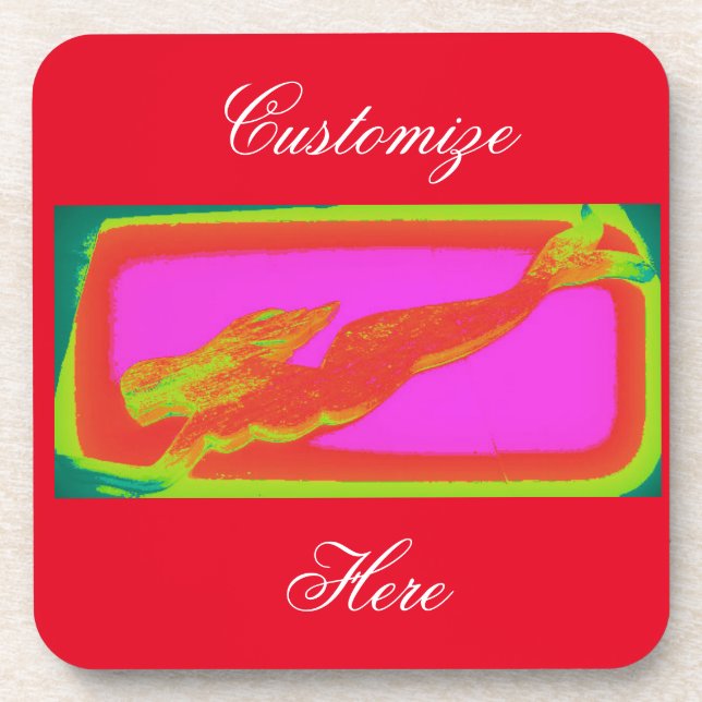 Rote Meerjungfrau Untersetzer (Vorderseite)