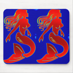 rote Meerjungfrauen auf blauem mousepad