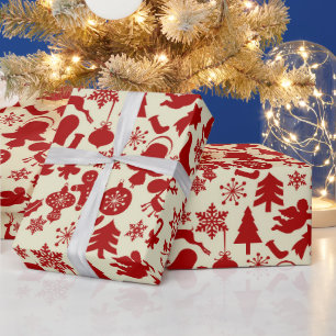 Rote Mehrfachmuster-Festtags-Weihnachtspapier Geschenkpapier