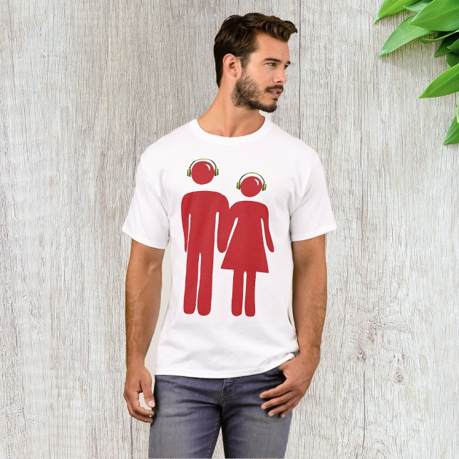 Rote Menschen tragen Kopfhörer-Mens-T - Shirt (Von Creator hochgeladen)