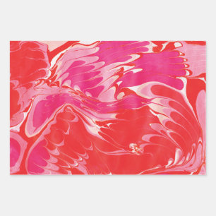 Rote Merry Marmor Wrapping Paper Sheets Geschenkpapier Set