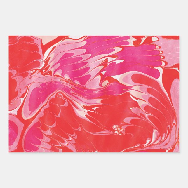 Rote Merry Marmor Wrapping Paper Sheets Geschenkpapier Set (Vorderseite)