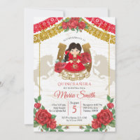 Rote mexikanische Charra Quinceañera Western-Einla