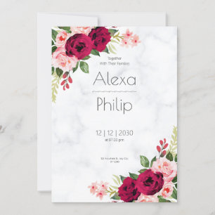 Rote Minimalistische Blüte Die Hochzeit Einladung
