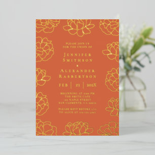 Rote minimalistische botanische Hochzeitseinladung Folieneinladung