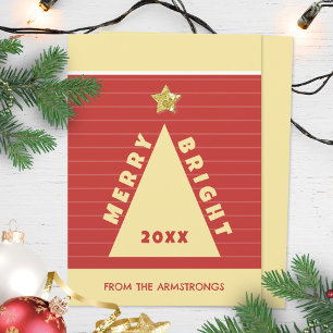 Rote minimalistische geometrische Weihnachtsbaum Feiertagskarte