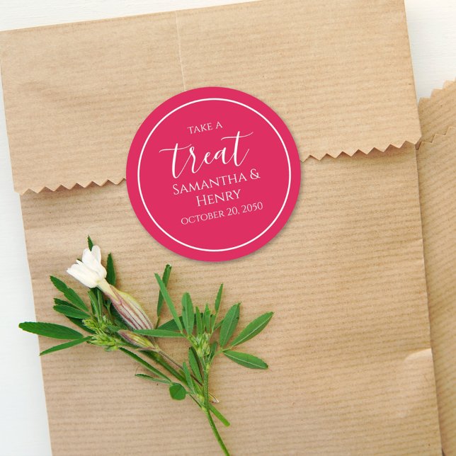 Rote Minimalistische Hochzeitsszenografie Runder Aufkleber (Von Creator hochgeladen)