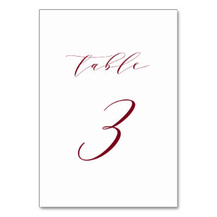 Rote minimalistische Schrift Hochzeit Tisch Nummer Tischnummer