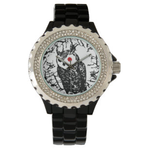 Rote mit Augen Eulen-Uhr Armbanduhr
