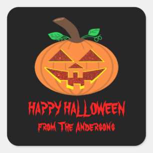 Rote Mit Augen Halloween Pumpkin Stickers