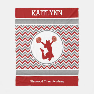 Rote mit Monogramm Zickzack Streifen Pom oder Fleecedecke