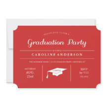 Rote Moderne Abschluss Einladung