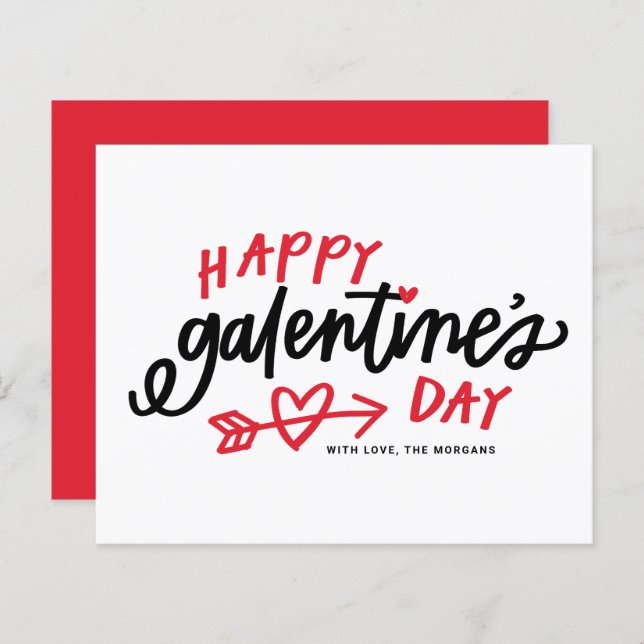 Rote, moderne Kalligrafie Happy Galentine's Day Ca (Vorne/Hinten)