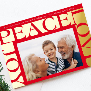 ROTE moderne LIEBE FRIEDEN FREUDE ein Bilderrahmen Folien Feiertagskarte