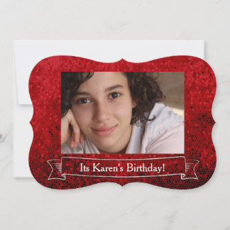 Rote moderne Schein-Geburtstags-Einladung Einladung