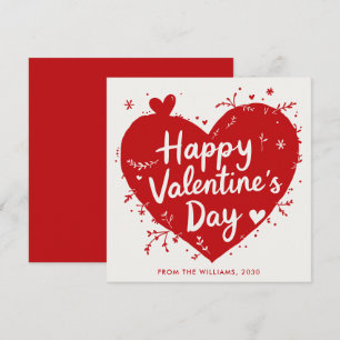 Rote moderne Typografie Herz Frohen Valentinstag Feiertagskarte