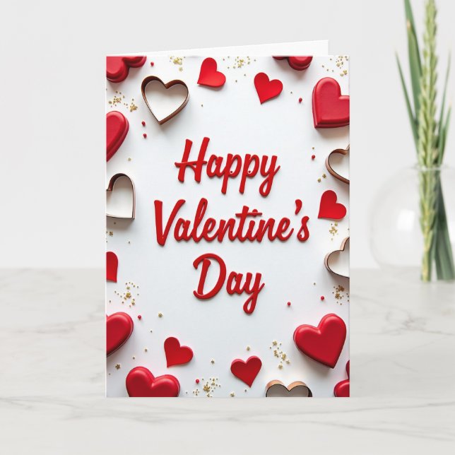 Rote moderne Valentinstag-Herzkarte Karte (Vorderseite)