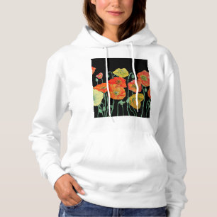 Rote Mohn-Blumen-Wasserfarben-Kunst-Blumenmuster Hoodie