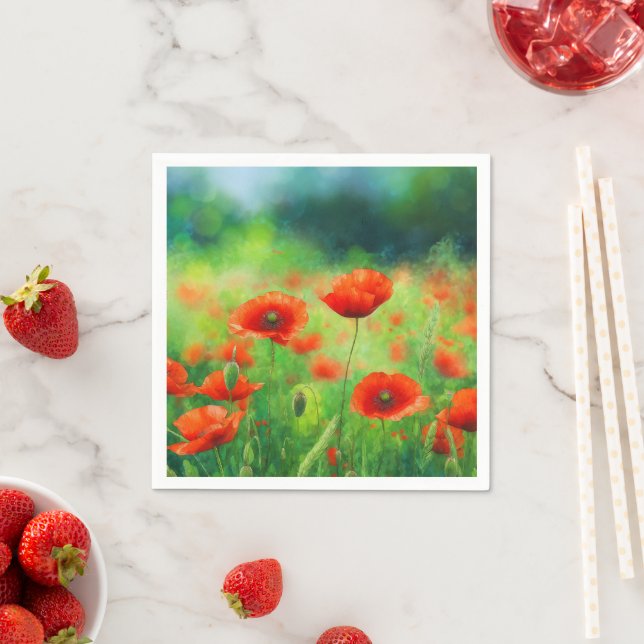 Rote Mohn-Blumenparty Serviette (Beispiel)
