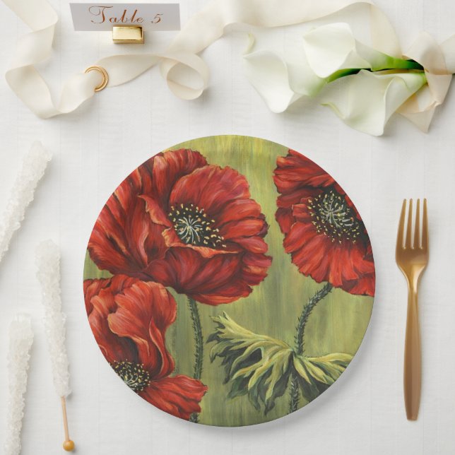 Rote Mohn-Garten-Picknick-Papierteller  Pappteller (Hochzeit)