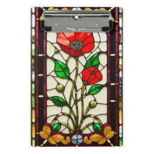 Rote Mohn Glasblumen Büroklammer Halter Mini Klemmbrett