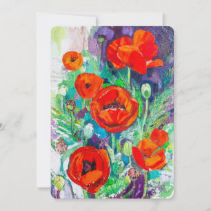 Rote Mohn-Palettenmesser-Blumenmalerei Einladung