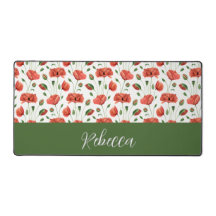 Rote Mohn-Wasserfarbe-Wildblumen-Monogramm-Name