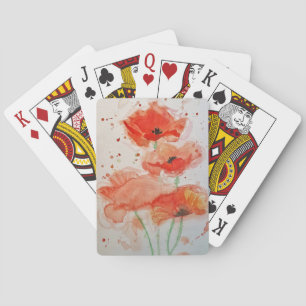 Rote Mohn-Wasserfarben-Blumen-Kartenspiel-Set Spielkarten