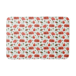 Rote Mohn-Wasserfarben-Wildblume Badematte