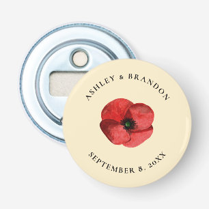 Rote Mohn-Wildblume - individuelle Hochzeitsgunst Flaschenöffner