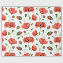 Rote Mohn-Wildblumen-Aquarell