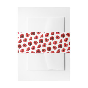 Rote Mohn-Wildblumen-Hochzeitseinladung Einladungsbanderole