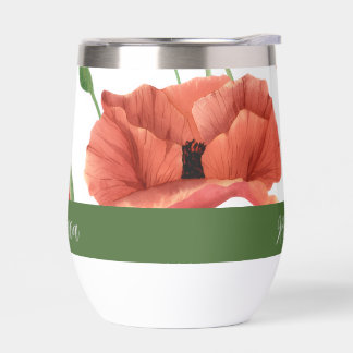 Rote Mohn-Wildblumen-Wasserfarbe-Monogramm-Name