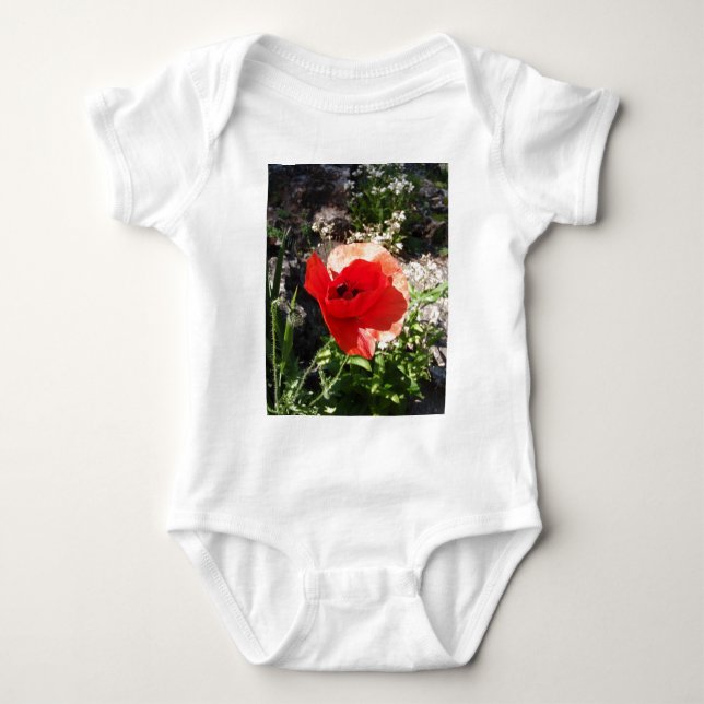 Rote Mohnblume Baby Strampler (Vorderseite)