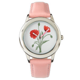 Rote Mohnblume Blume Armbanduhr