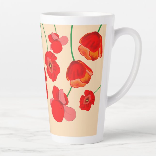 Rote Mohnblume Blume Milchtasse (Rechts)