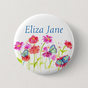 Rote Mohnblume Blume Name Tag Button Button Schmet