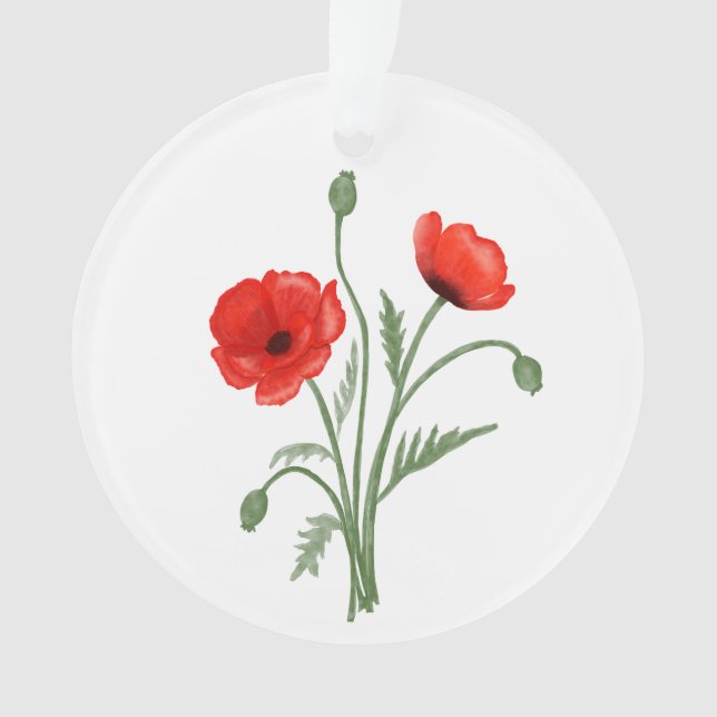 Rote Mohnblume Blume Ornament (Vorderseite)