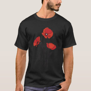 Rote Mohnblume Blume Rote Botanische Populationen T-Shirt